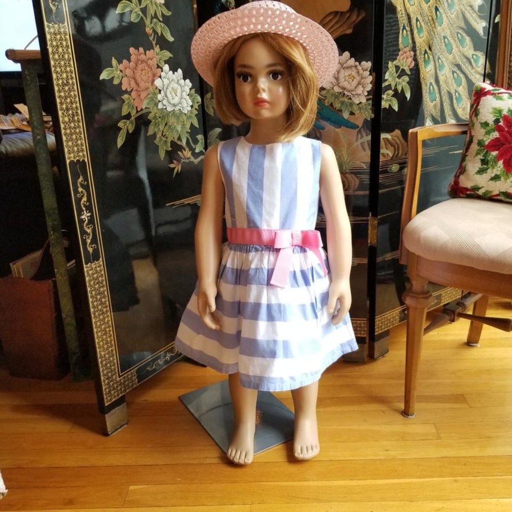Carters Size 2T Light Blue Preppy Striped Dress